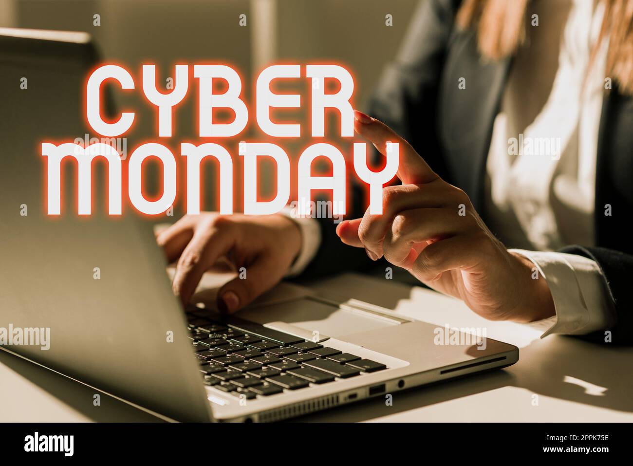Schild mit Cyber Monday. Wort geschrieben an einem Tag, an dem E-Commerce-Websites bieten ein besonderes Angebot für Käufer Stockfoto