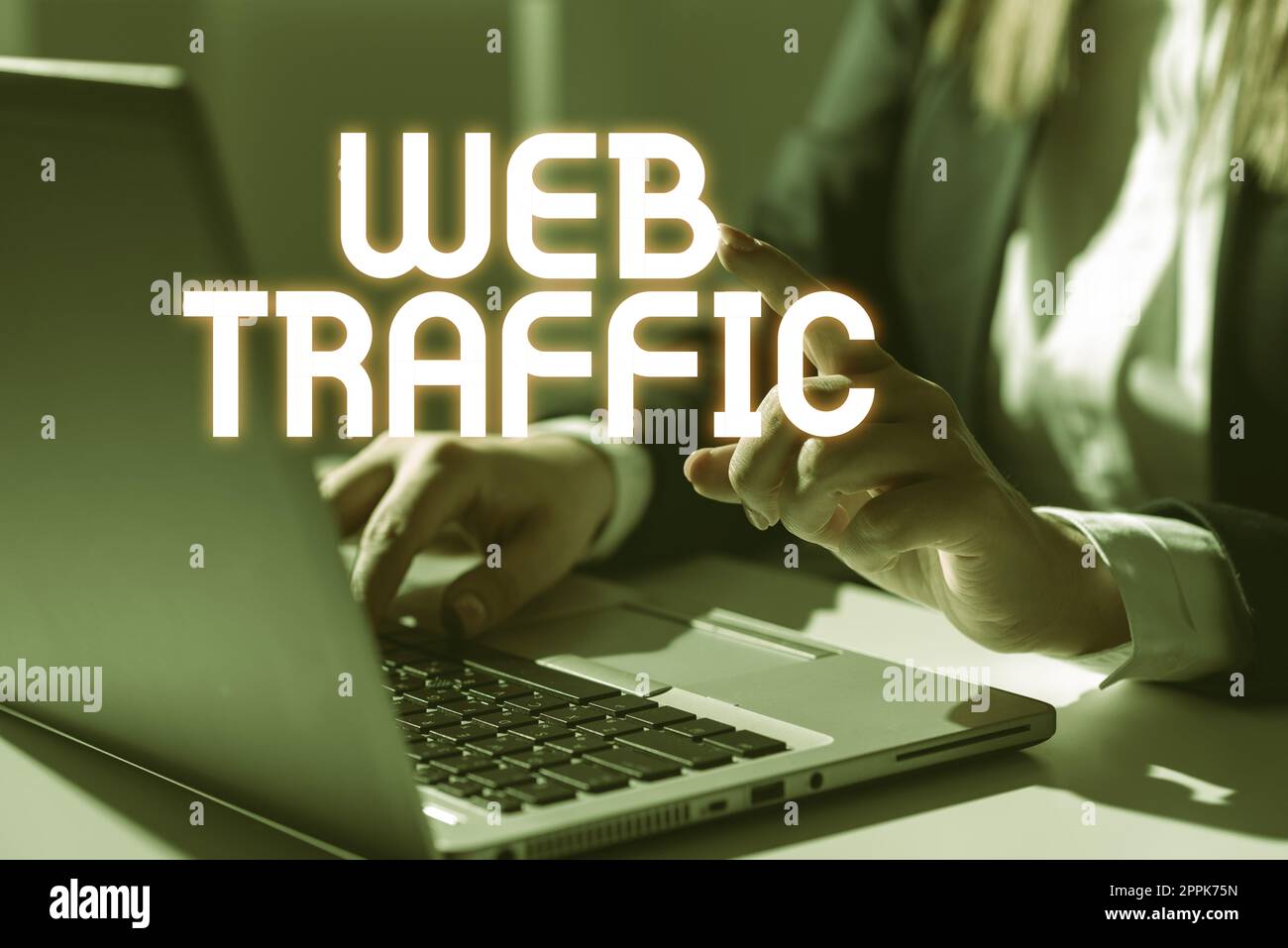 Konzeptionelle Beschriftung Web Traffic. Wort für die Anzahl der Web-Nutzer und den versuchten Besuch einer Website Stockfoto