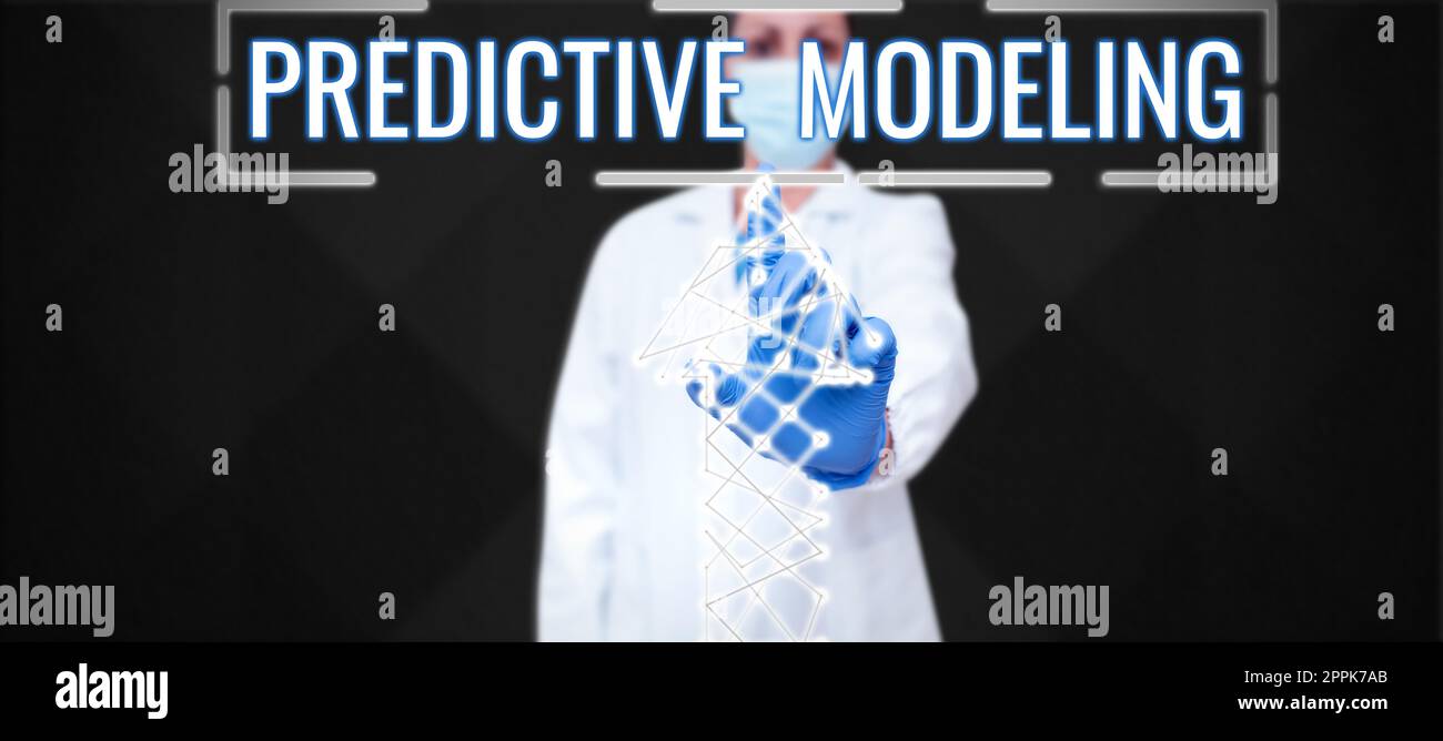 Handgeschriebenes Schild Predictive Modeling. Wartungsstrategie für Geschäftskonzepte basierend auf vorausschauenden Analysen Stockfoto