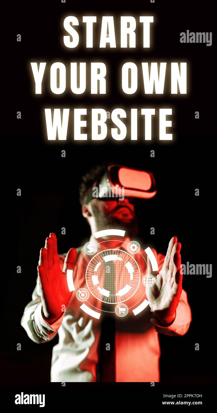 Handschriftlicher Text Erstellen Sie Ihre eigene Website. Konzeptfotos dienen als Erweiterung einer Visitenkarte einer persönlichen Website Stockfoto