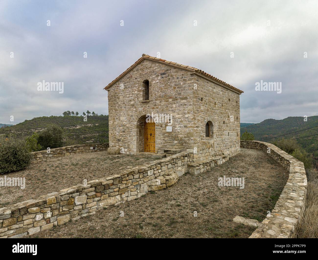 Kapelle Santa Magdalena Talamanca Spanien, Restaurierung des Originals aus dem 13. Jahrhundert Stockfoto