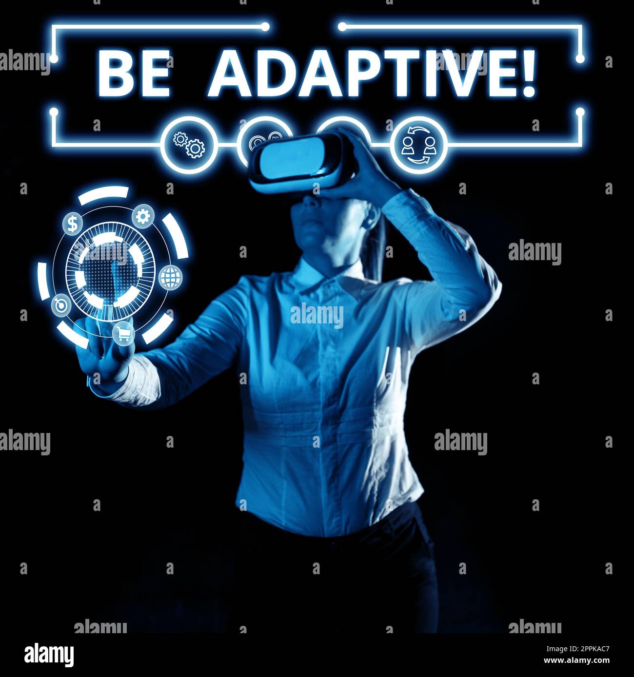 Textzeichen mit „be Adaptive“ (anpassungsfähig). Das Internet-Konzept macht den Unterschied, da es besonders und flexibel ist Stockfoto