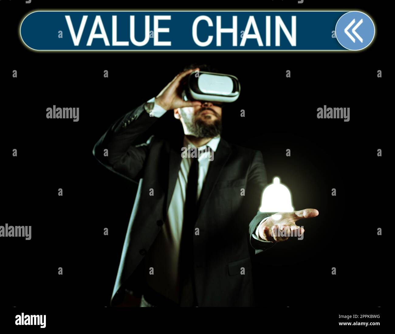 Text mit Inspiration Value Chain. Konzeptfoto Business Manufacturing Process Analyse der Branchenentwicklung Stockfoto