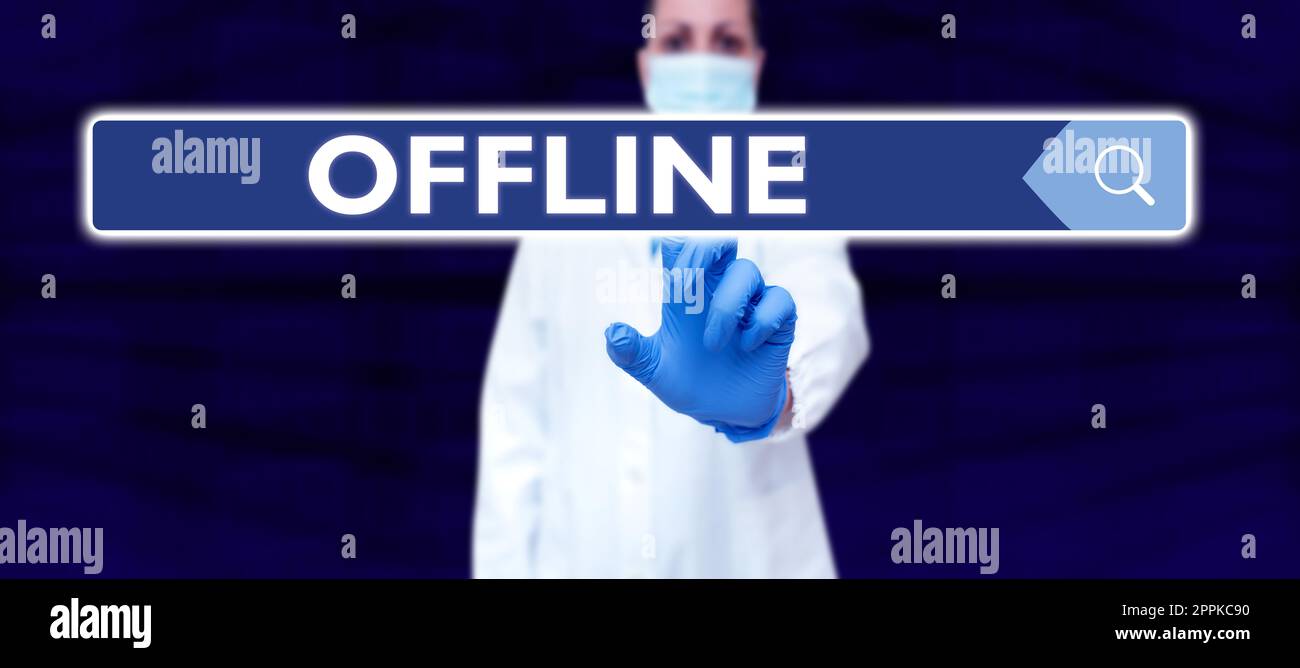 Konzeptionelle Anzeige Offline. Ein Wort, das darauf geschrieben wurde, dass es nicht direkt mit einem Computer oder einem externen Netzwerk verbunden ist Stockfoto