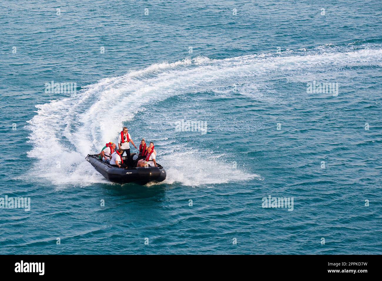 Kap Verde - Boa Vista, Sal Rei Hafen / Zodiak Bootstour Stockfoto