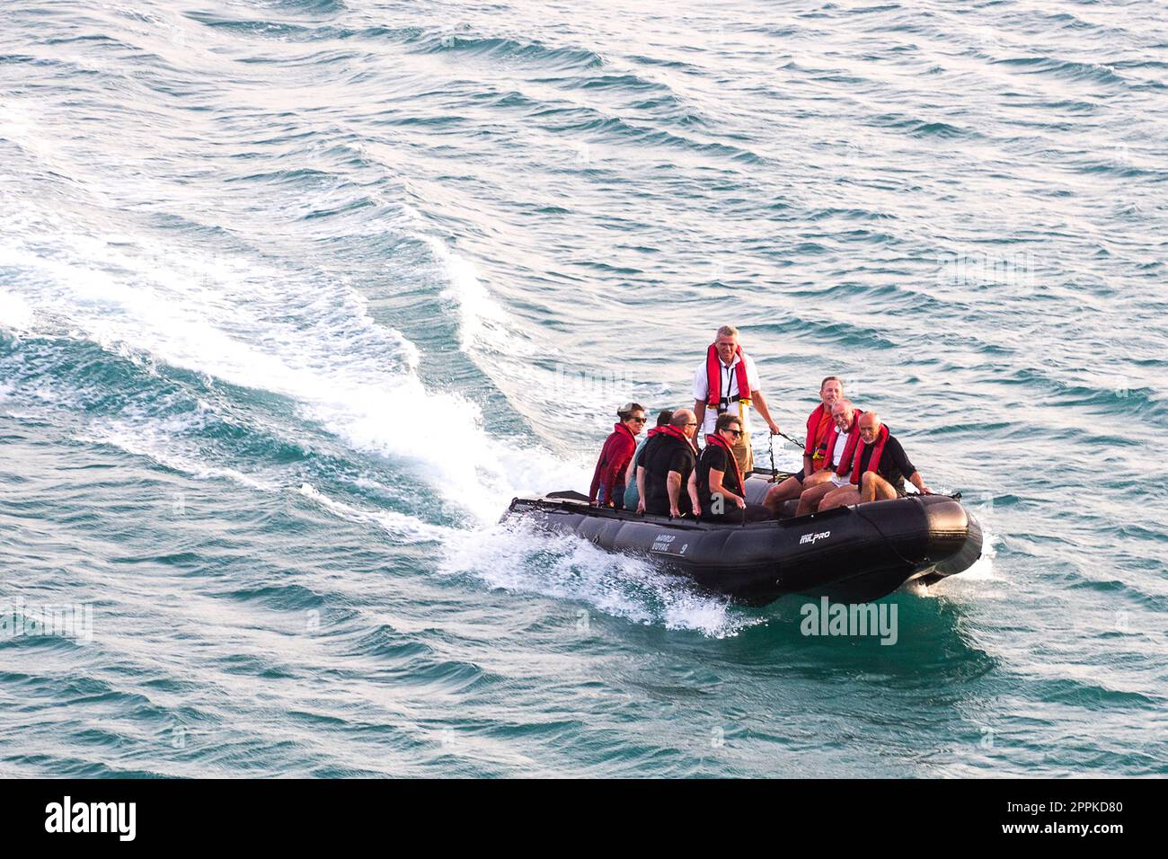 Kap Verde - Boa Vista, Sal Rei Hafen / Zodiak Bootstour Stockfoto