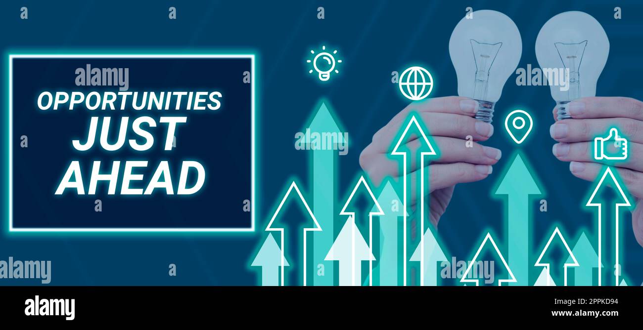 Möglichkeiten für konzeptionelle Beschriftungen liegen vor uns. Internetkonzepte Zusammenstellung von Umständen, die es ermöglichen, etwas in kurzer Zeit zu tun Stockfoto