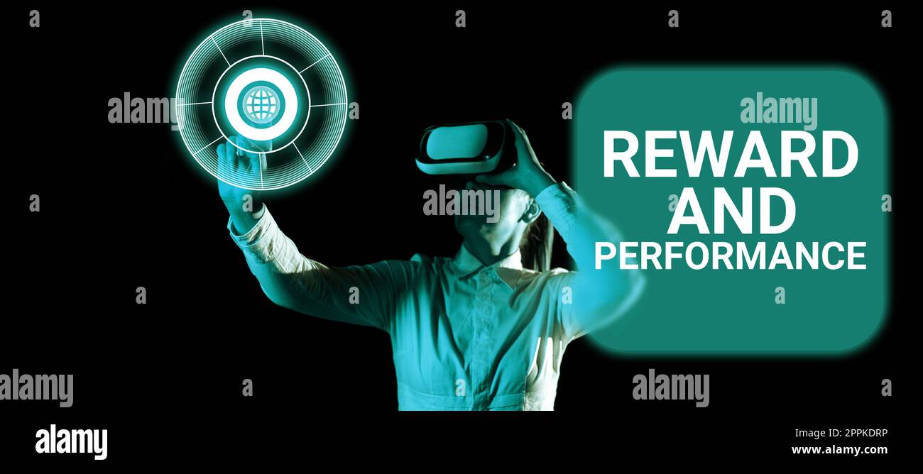 Konzeptionelle Beschriftung Belohnung und Leistung. Konzept Bedeutung in Anerkennung des Preisgeschenks für Service-Leistungen Stockfoto