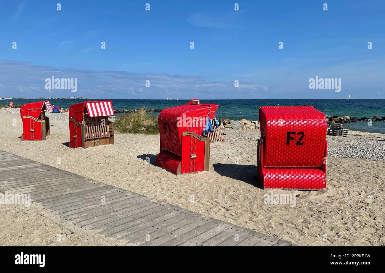 Strandkoerbe, Strand, Schoenhagen Stockfoto