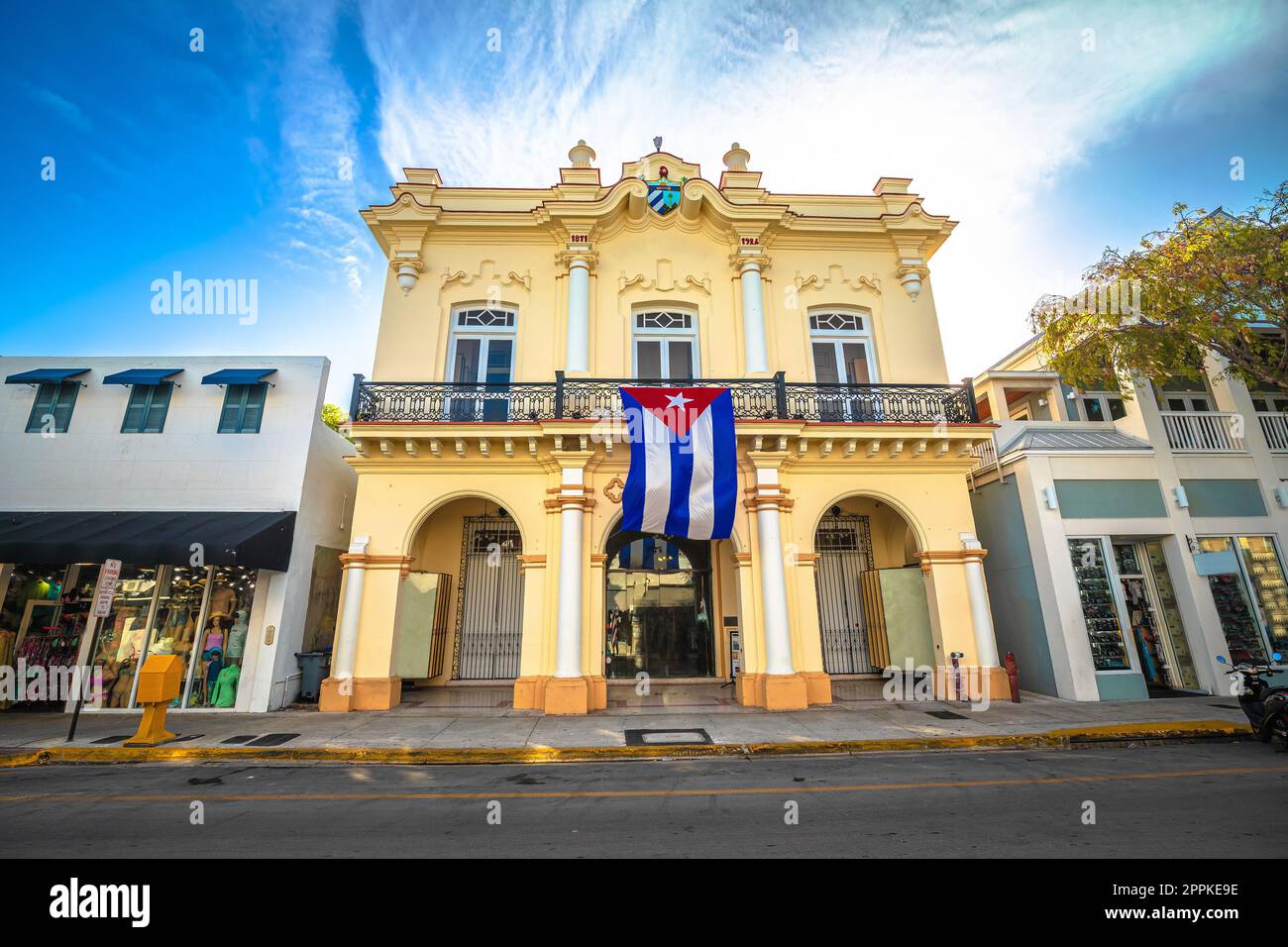 Blick auf die Key West Duval Street Architecture, South Florida Keys Stockfoto