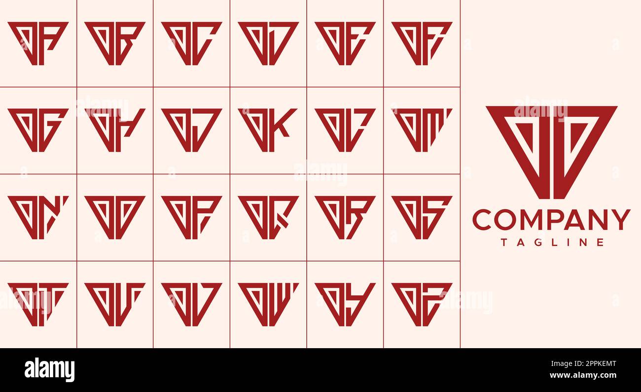 Modernes Design mit dreieckigem O-Logo. Abstraktes Logo mit dem ersten Buchstaben „O“ Stockfoto
