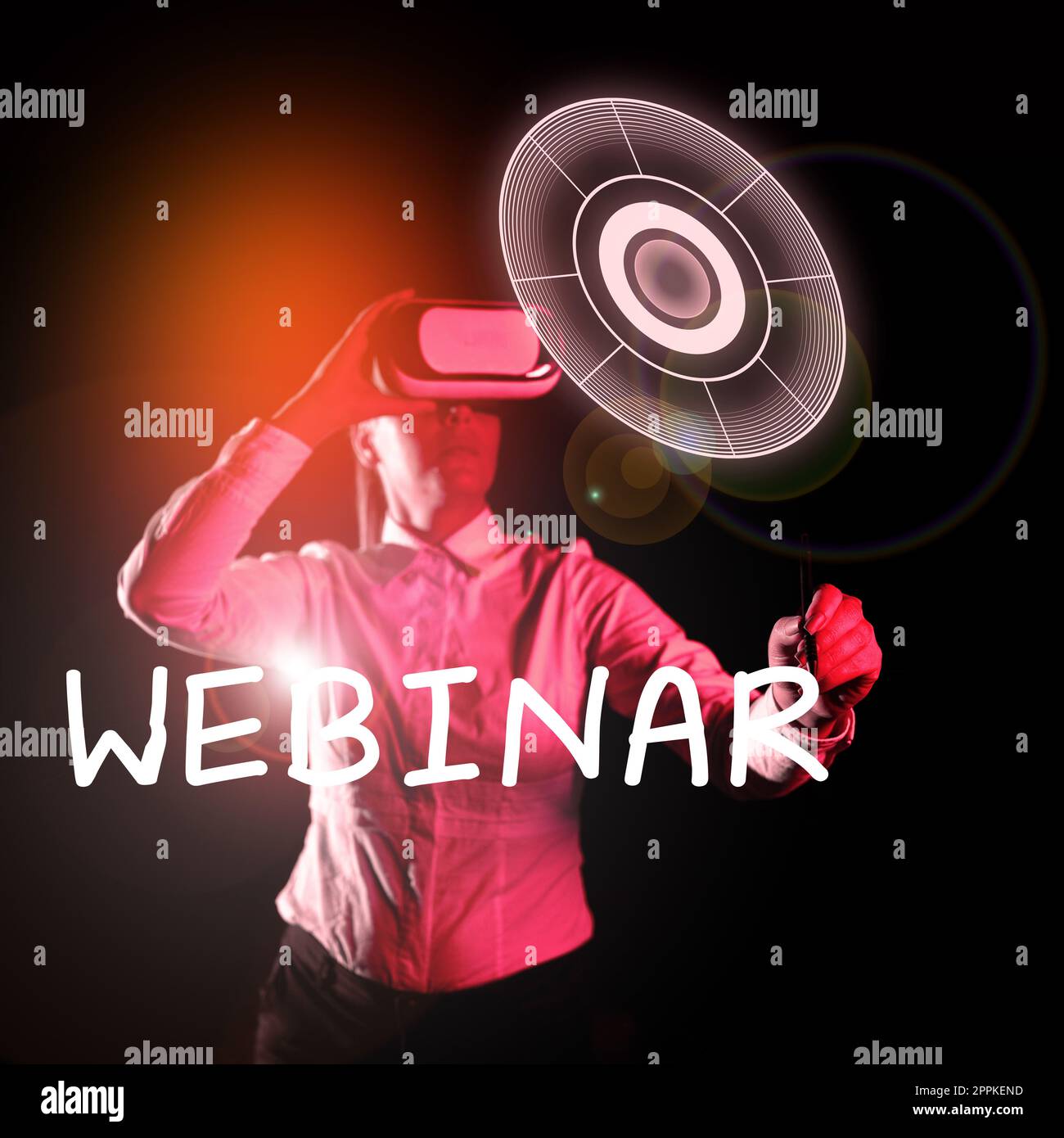 Webinar zum Schreiben und Anzeigen von Text. Geschäftsidee definiert als Seminar, das über Internet-Webkonferenzen abgehalten wird Stockfoto