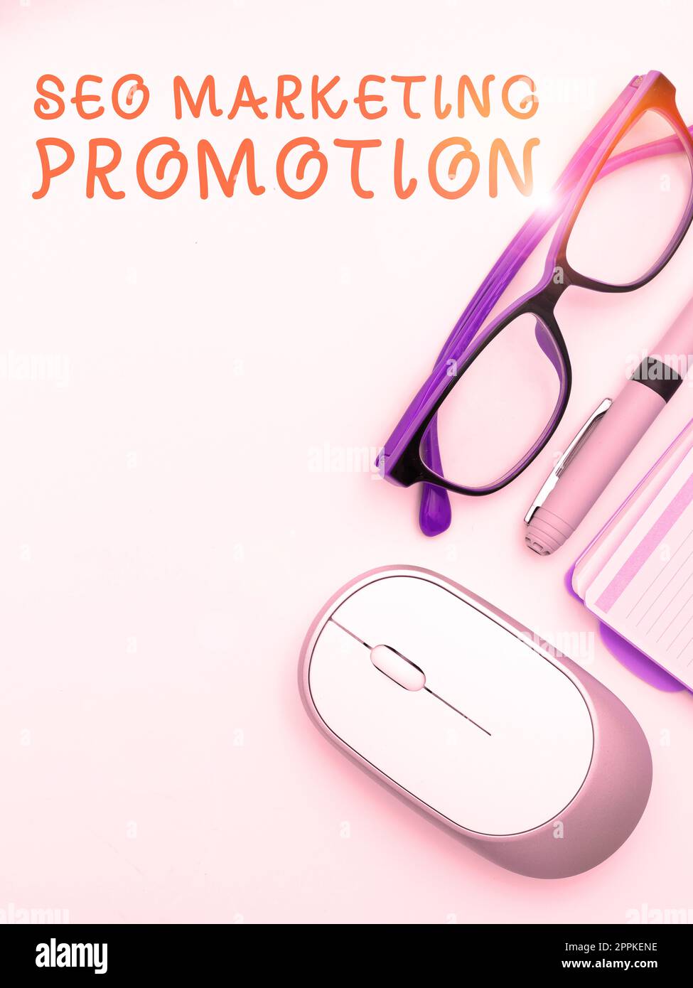 Textzeichen mit Seo Marketing Promotion. Konzept bedeutet Strategie, die implementiert wird, um Kundenanforderungen zu erfüllen Stockfoto