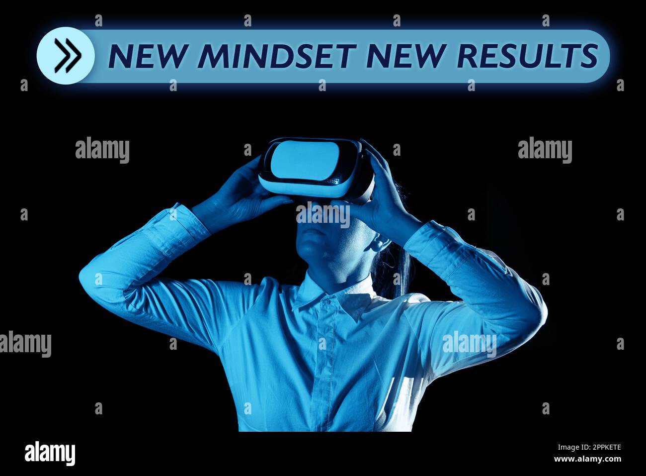 Text mit Inspiration Neue Einstellung Neue Ergebnisse. Geschäftsansatz Offene Geschäftschancen grenzenlos Denken Sie größer Stockfoto