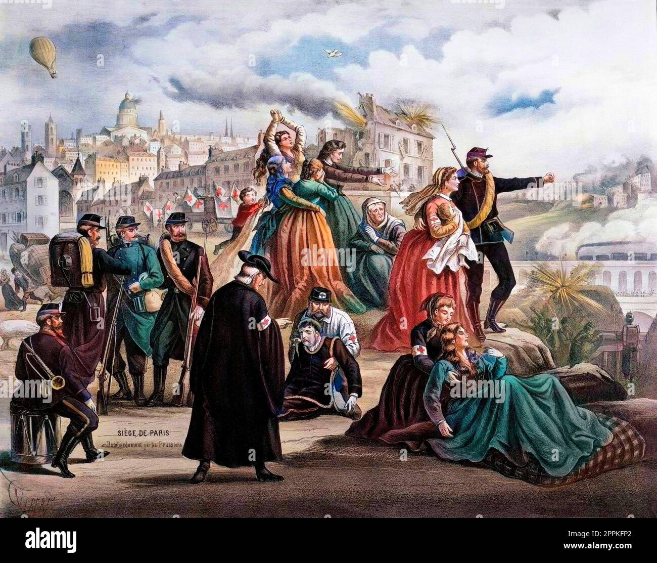 Guerre franco-prussienne : "Le siege et le bombardement de Paris, 1870" - die Belagerung von Paris. Bombardierung durch die Preußen, 1870-71 Stockfoto