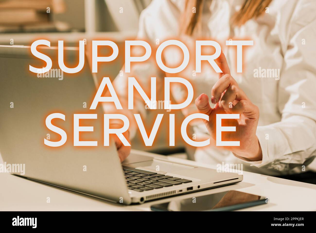 Unterstützung und Service für Handschriftentexte. Überblick über das Unternehmen Technische Unterstützung Kundenservice Business Technology Internet Stockfoto