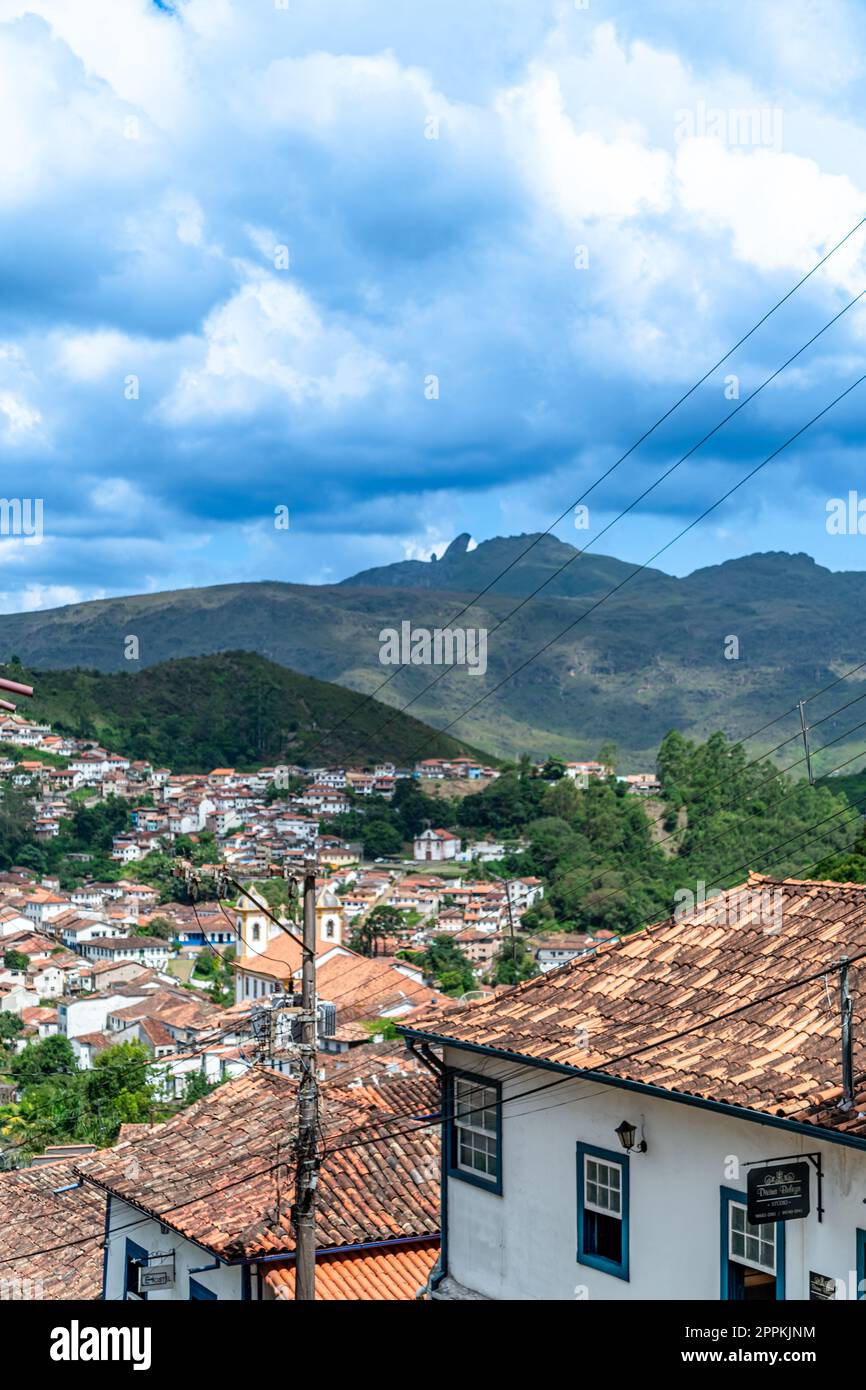 Straße von Ouro Preto, brasilianische Stadt. UNESCO-Weltkulturerbe Stockfoto