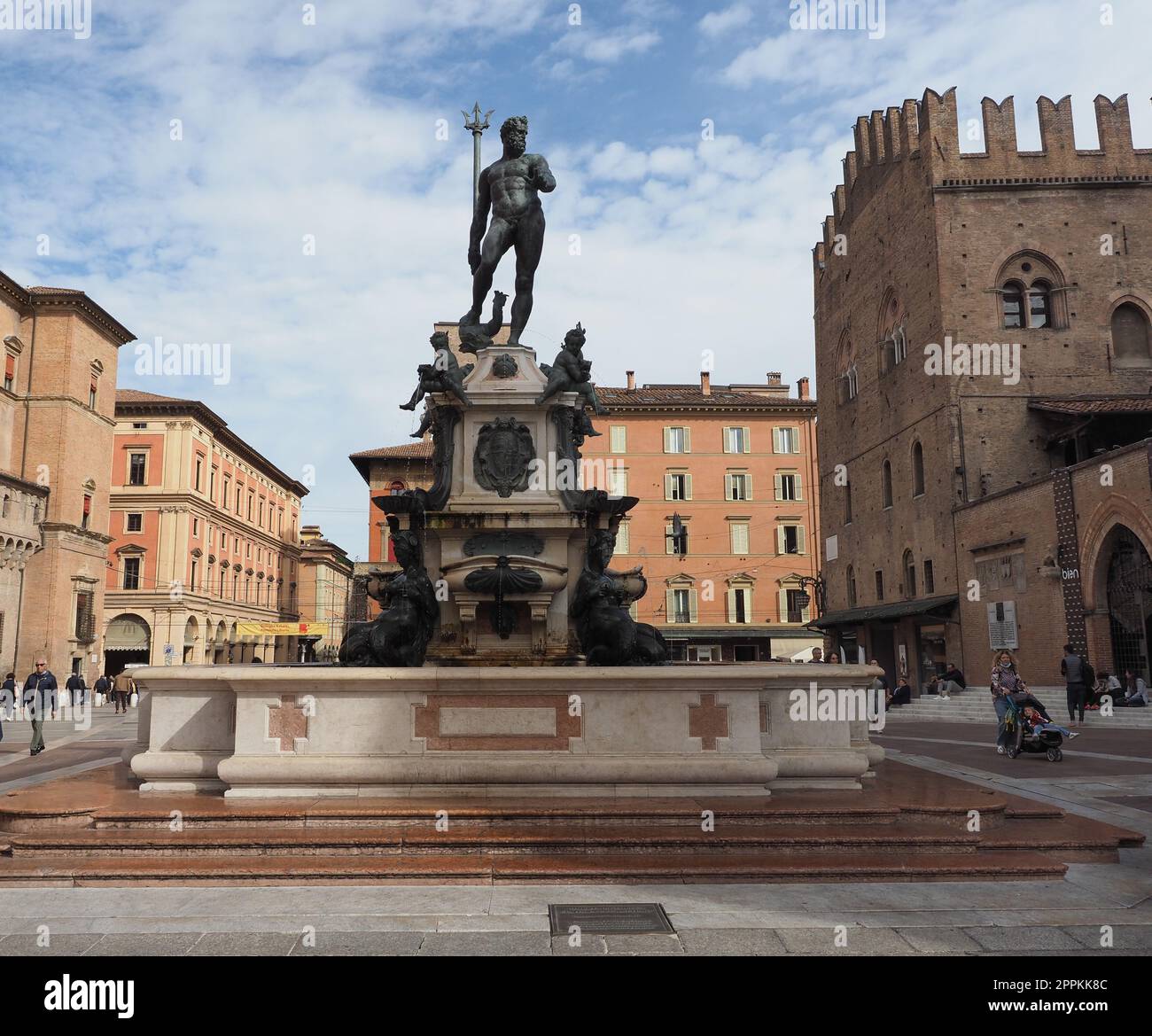 Neptunbrunnen in Bologna Stockfoto