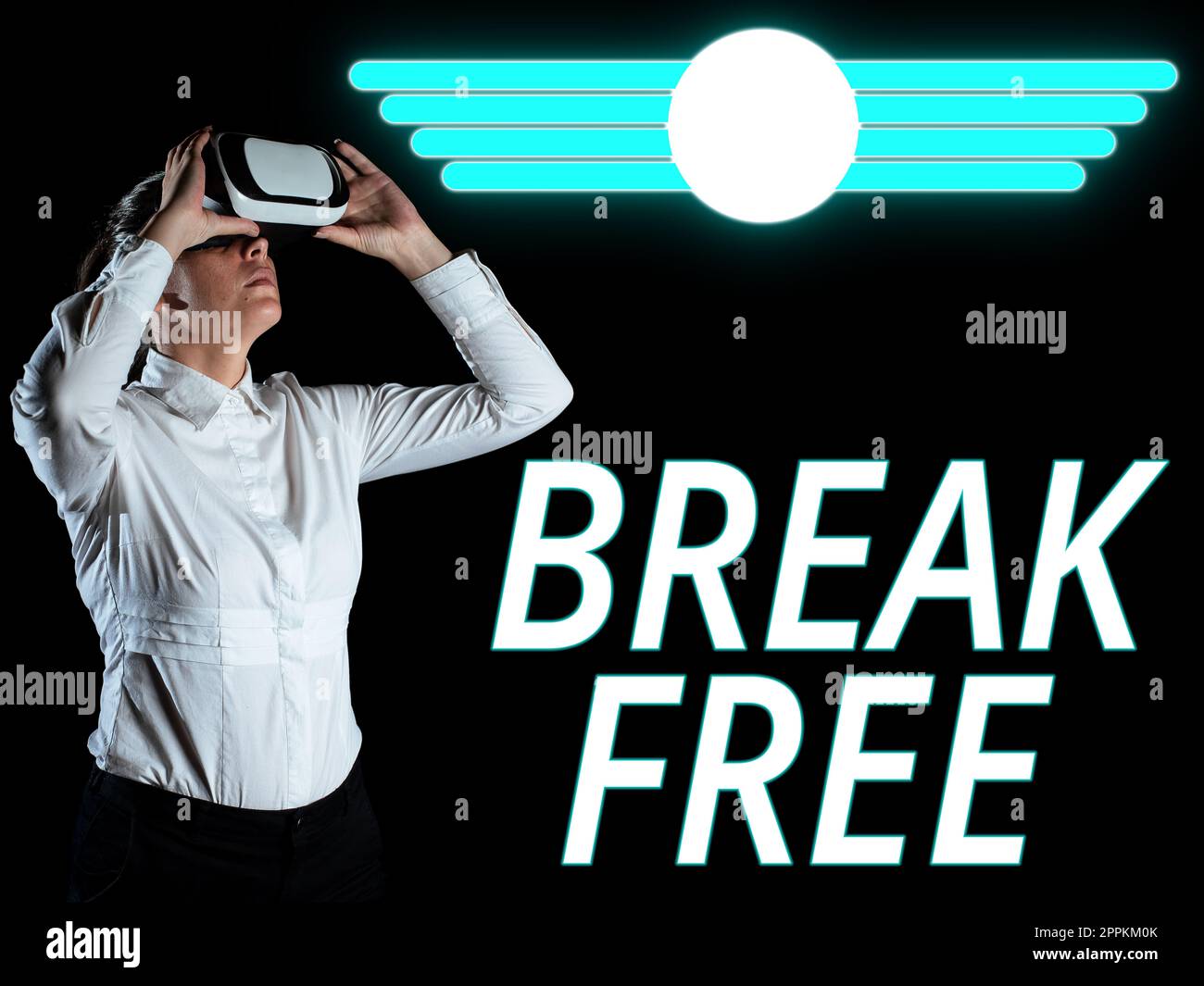 Konzeptionelle Anzeige Break Free. Ein Wort für eine andere Art, Erlösung aus Ketten des Freiheitsgefängnisses zu sagen Stockfoto