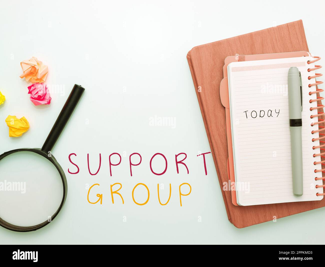 Support-Gruppe für konzeptionelle Beschriftung. Geschäftsüberblick Anzahl der Personen, die an Service Commitment beteiligt sind Stockfoto