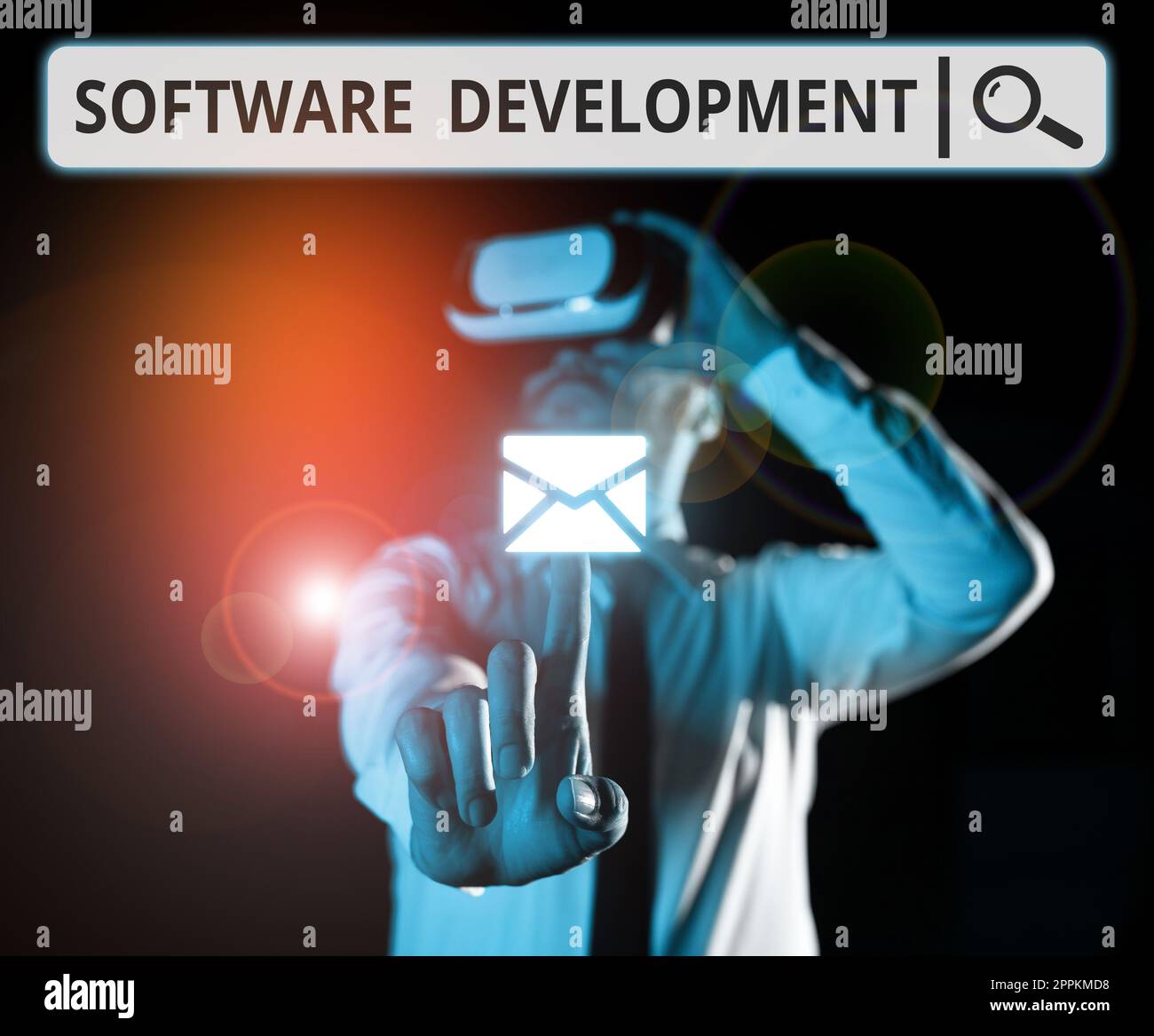 Schreiben von Anzeigetext Software Development. Konzeptionelle Fotosoftware wird mit einer speziellen Programmierung erstellt Stockfoto