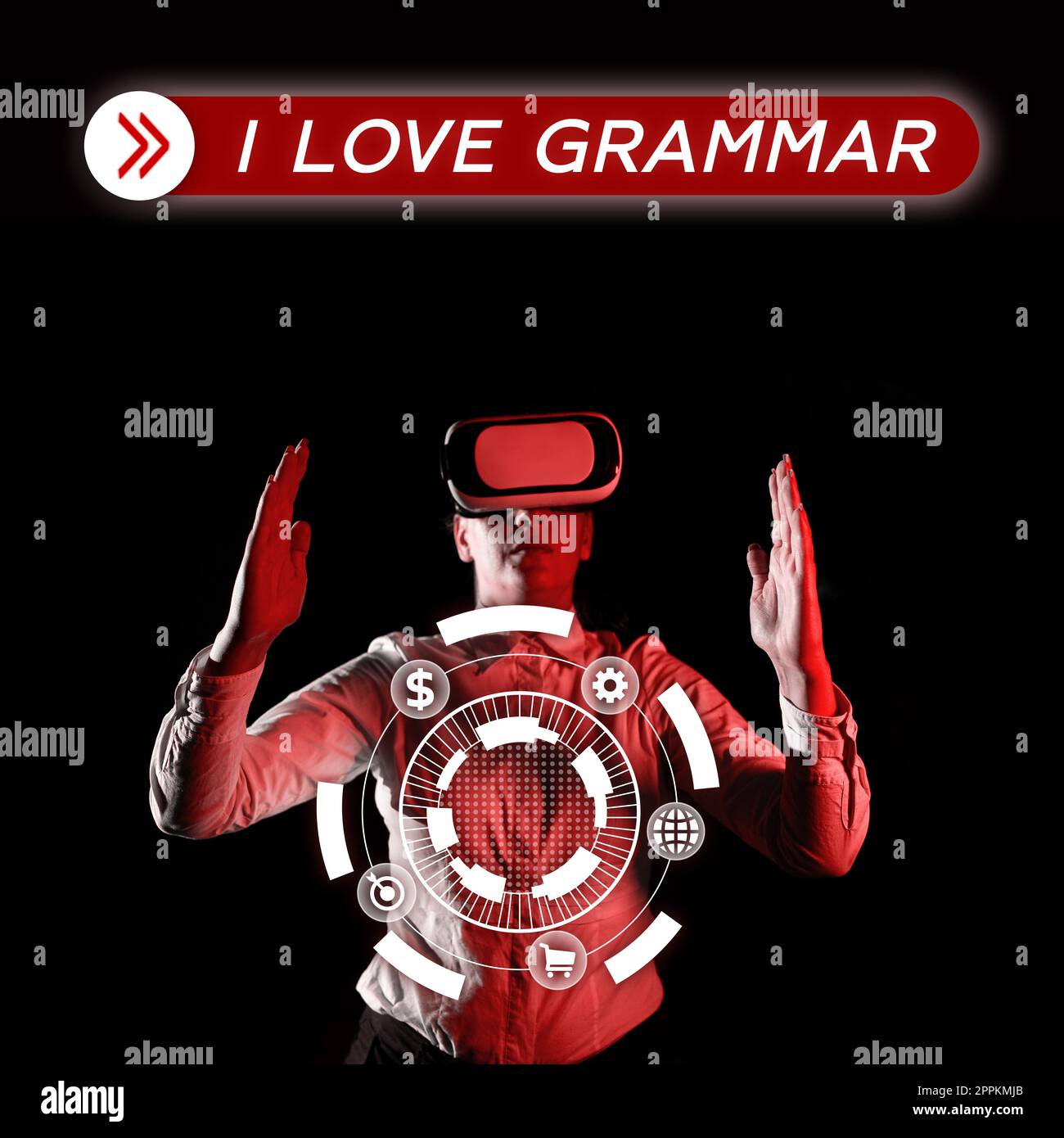 Textzeichen mit „I Love Grammar“. Begriffliche Bedeutung des Bewunderungssystems und der Sprachstruktur Stockfoto