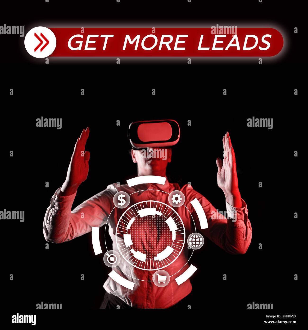 Inspiration mit dem Schild „Mehr Leads erhalten“. Text zum Inbound Marketing-Prozess zur Gewinnung potenzieller Käufer Stockfoto
