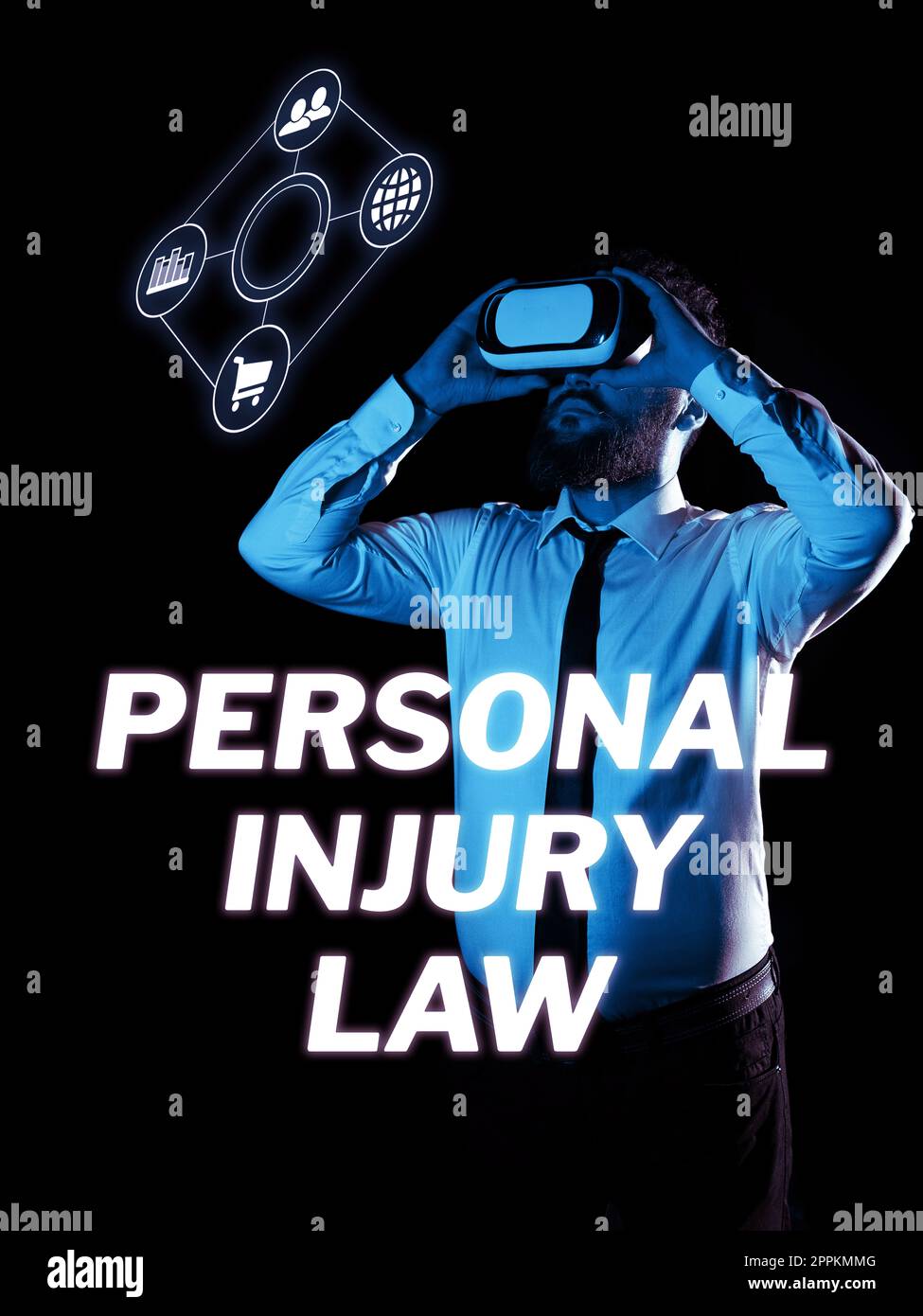 Hinweisschild mit dem Personenverletzungsgesetz. Geschäftsbeispiele für Verletzungen oder Verletzungen in der Arbeitsumgebung Stockfoto