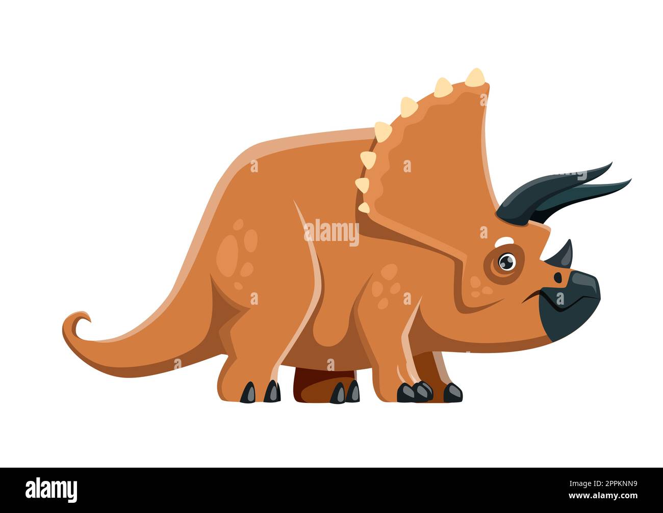 Cartoon Triceratops Dinosaurier-Figur. Ausgestorbene Eidechse, paläontologische Jurassic-Ära-Tier. Prähistorische Wildtiere, pflanzliche Dinos von Triceratops Stock Vektor