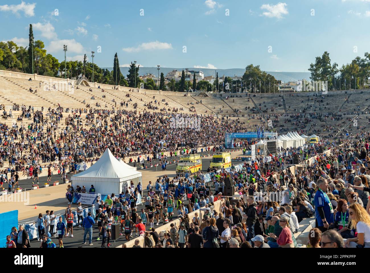Panathinaiko-Stadion und Athener Marathon - der authentische 2022 Stockfoto