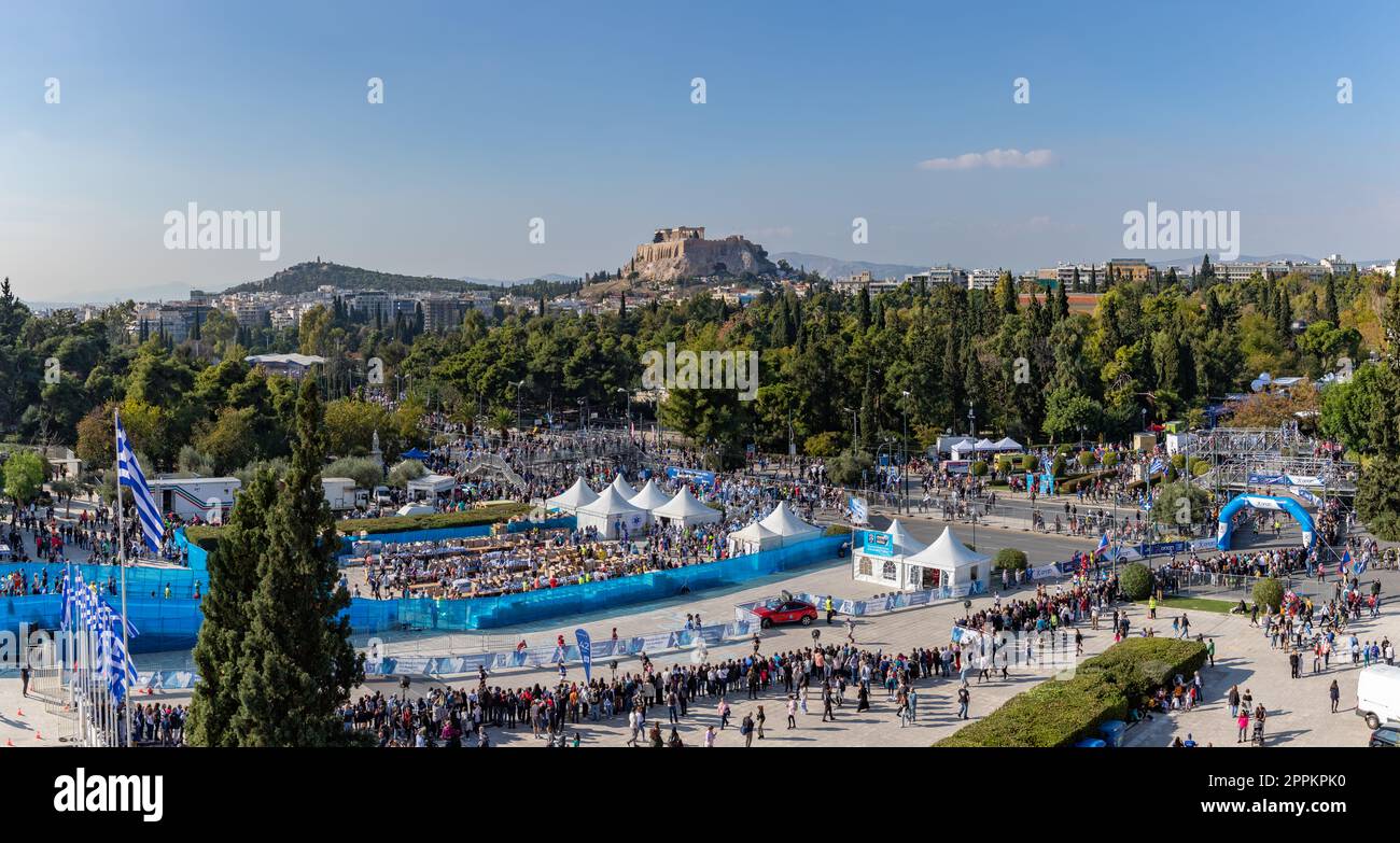 Akropolis, Parthenon und Athener Marathon - der authentische 2022 Stockfoto