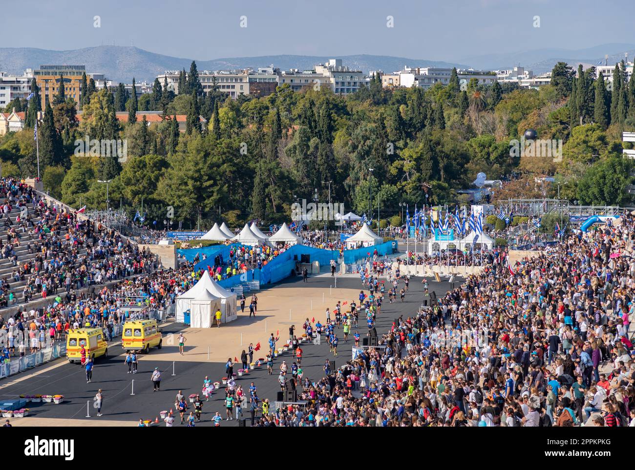 Panathinaiko-Stadion und Athener Marathon - der authentische 2022 Stockfoto