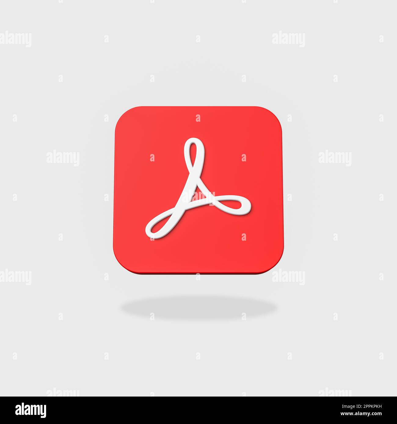 Adobe Acrobat App-Symbol auf flachem grauen Hintergrund Stockfoto