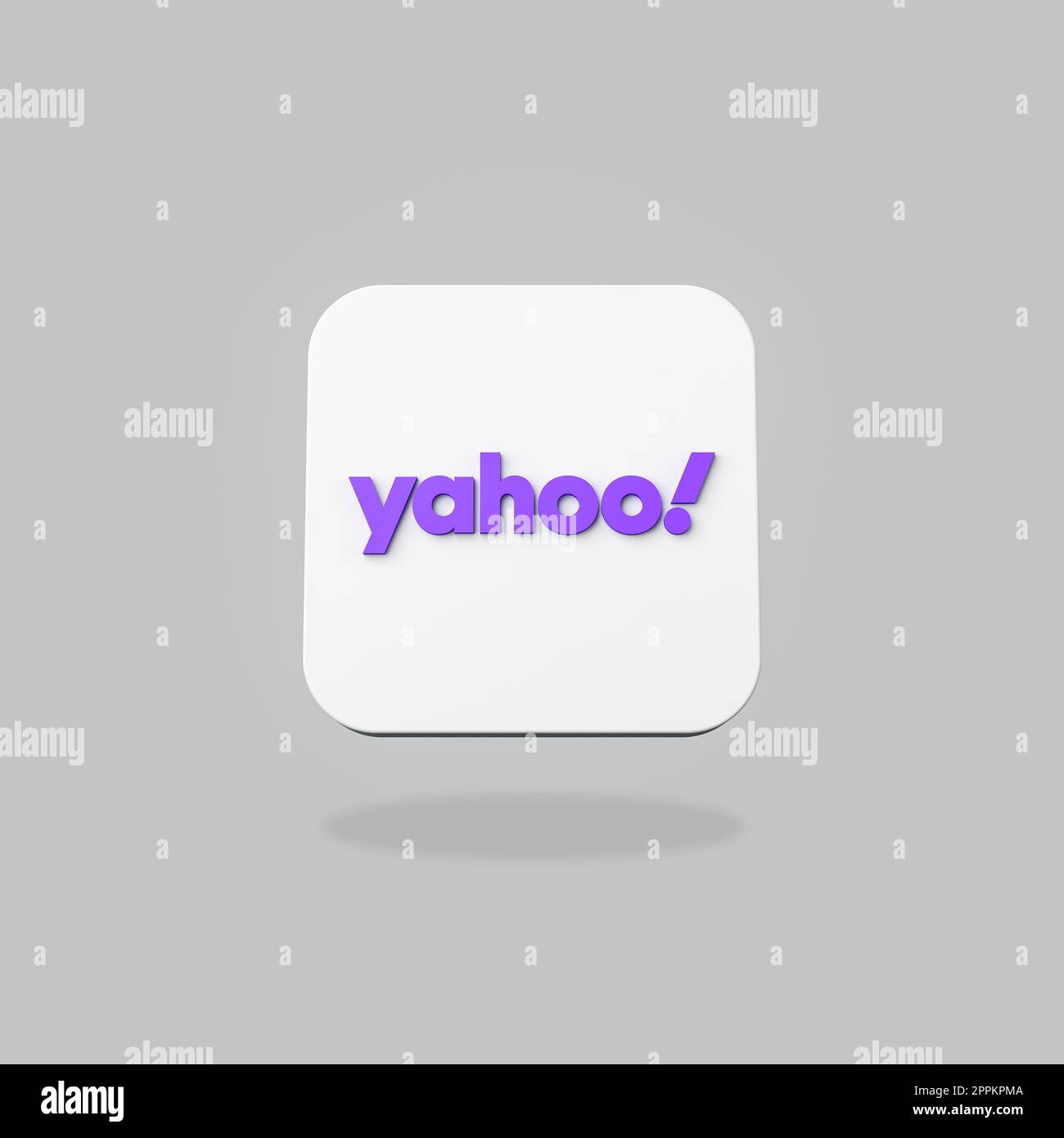 Yahoo App-Symbol auf flachem grauen Hintergrund Stockfoto