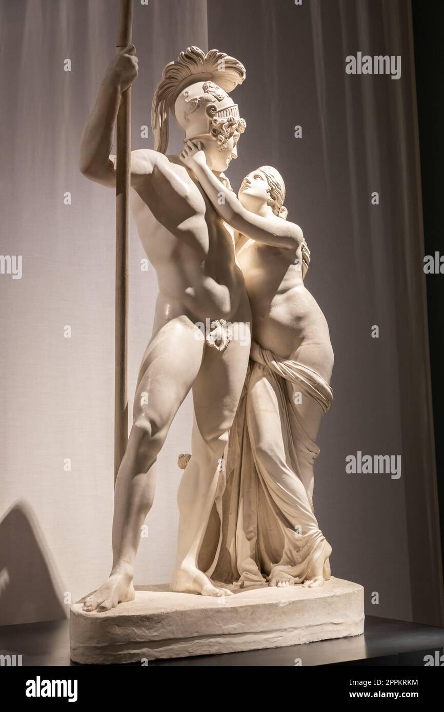 Venus und Mars von Antonio Canova, 1816. Liebesbegriff, Paar, Eros, Frieden in klassischer Statue Stockfoto