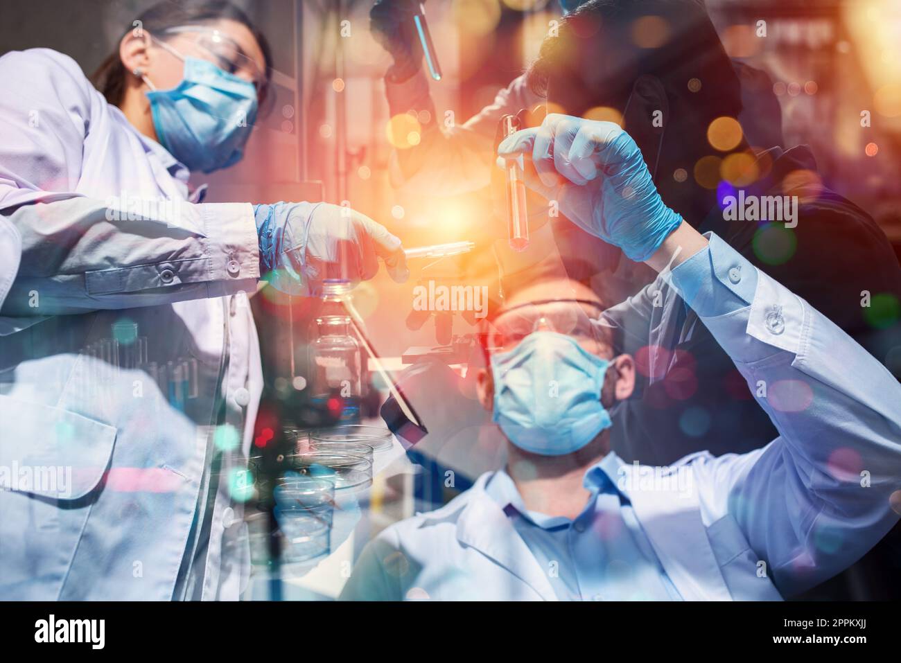 Medizinwissenschaftliches Labor. Konzept der Virus- und Bakterienforschung Stockfoto