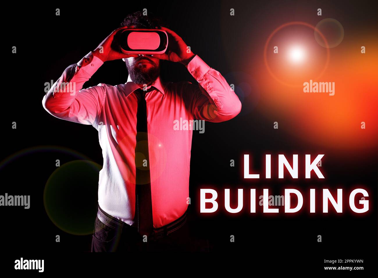 Handschriftschild Link Building. Word für SEO Term Exchange Links Akquise Hyperlinks indiziert Stockfoto