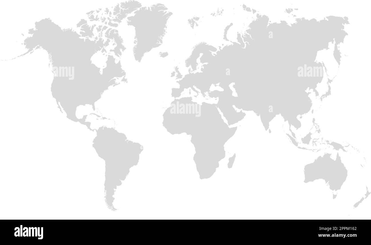 Weltkarte auf weißem Hintergrund. Weltkarte mit Kontinenten, Nord- und Südamerika, Europa und Asien, Afrika und Australien Stock Vektor