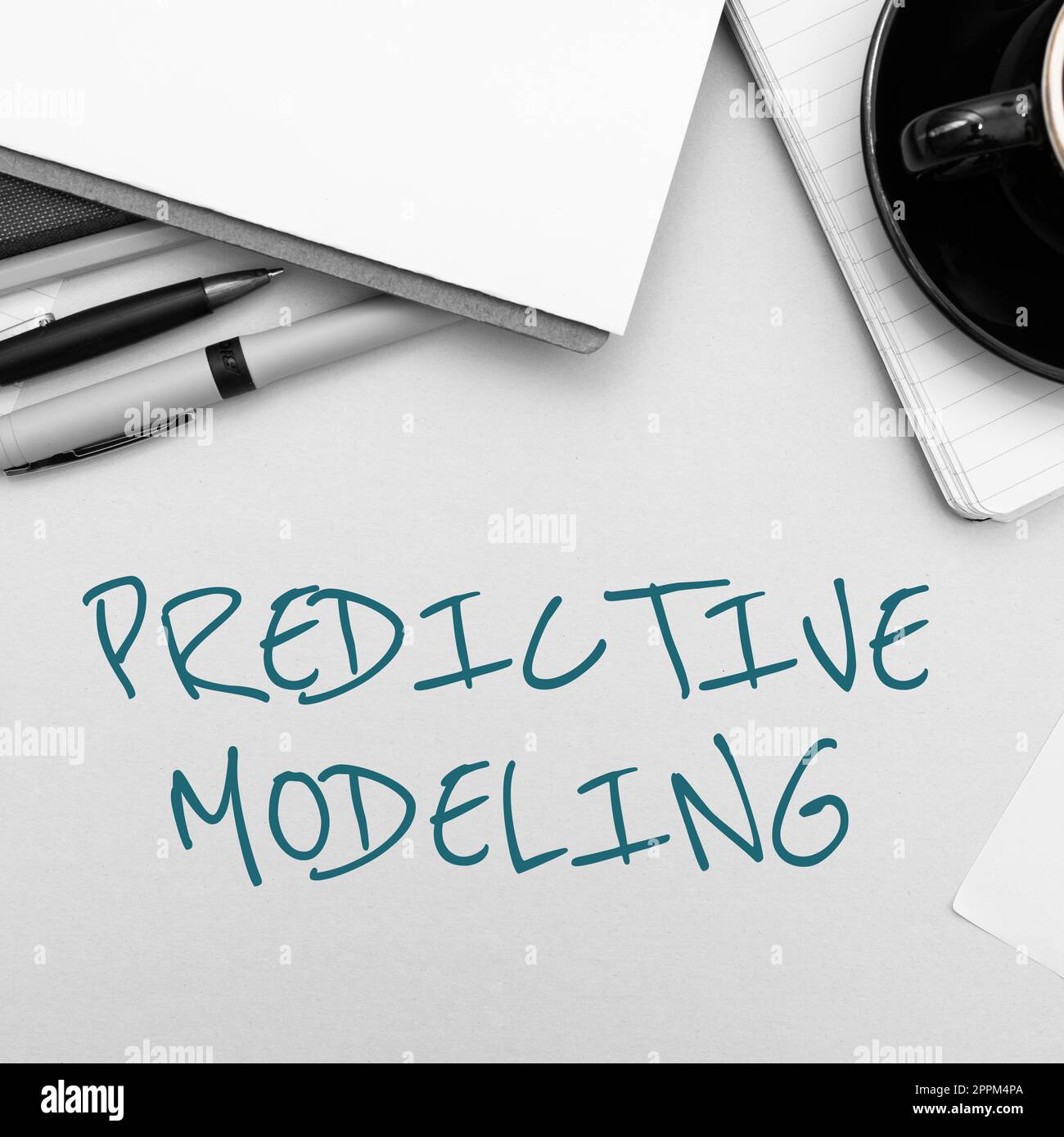 Text mit Inspiration Predictive Modeling. Instandhaltungsstrategie für Geschäftsansätzen, die durch Predictive Analytics gesteuert wird Stockfoto