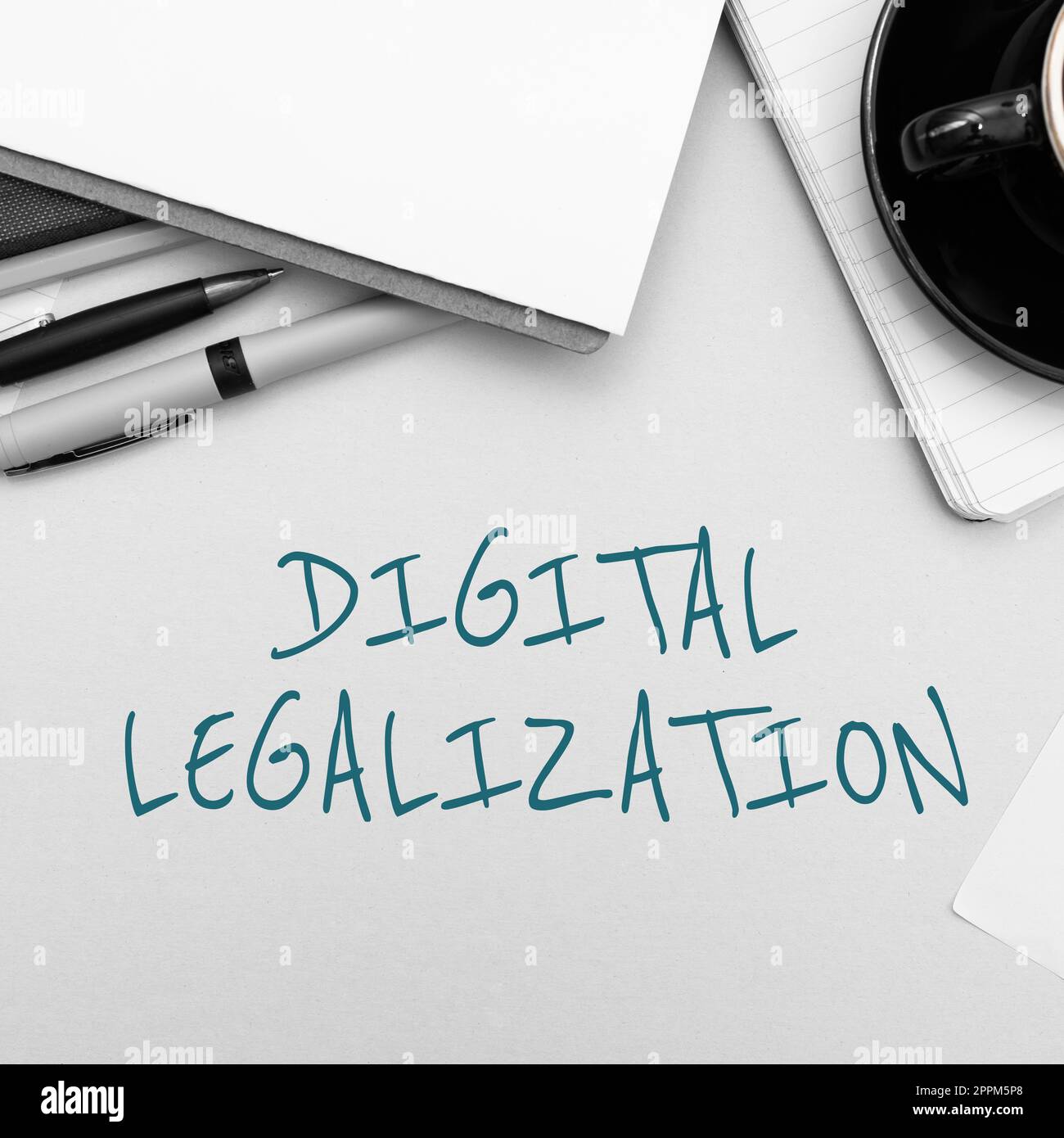 Handschriftliches Schild Digitale Legalisierung. Konzeptfoto in Verbindung mit Technologie oder Unterrichtspraxis Stockfoto