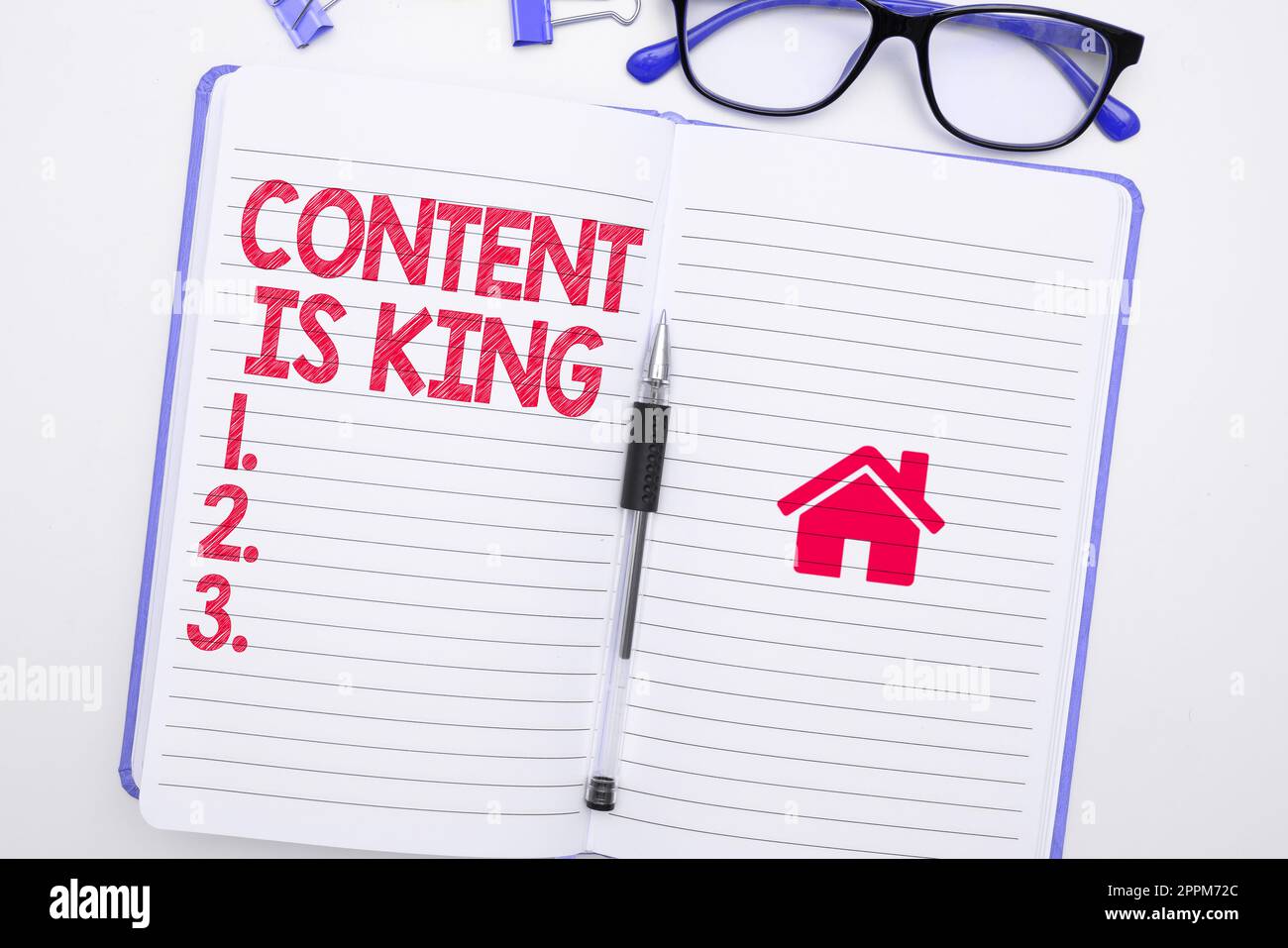 Handschrift Text Inhalt ist König. Business Showcase Content ist das Herzstück der heutigen Marketingstrategien Stockfoto