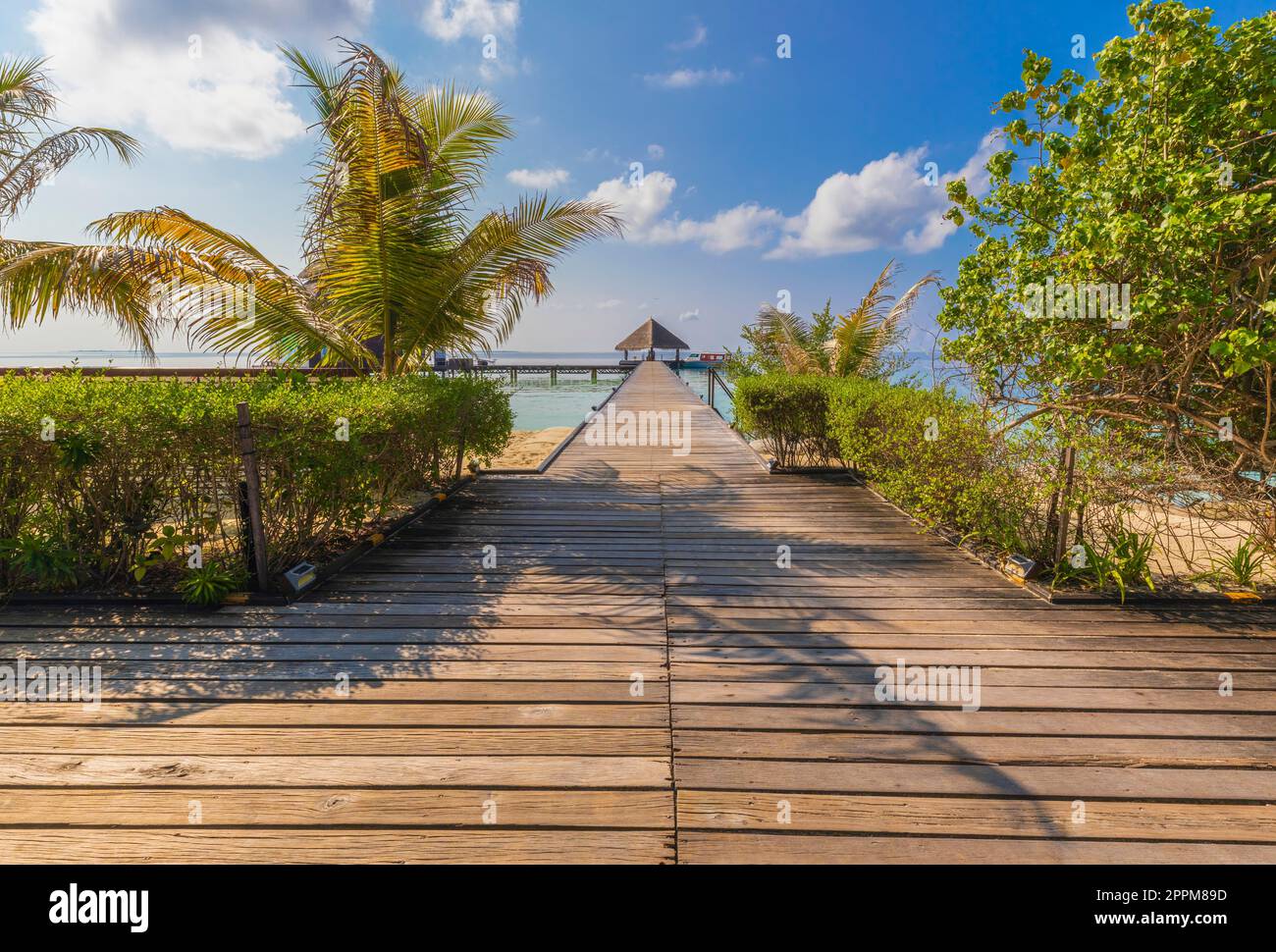 Villen auf einer der Inseln der Malediven Stockfoto