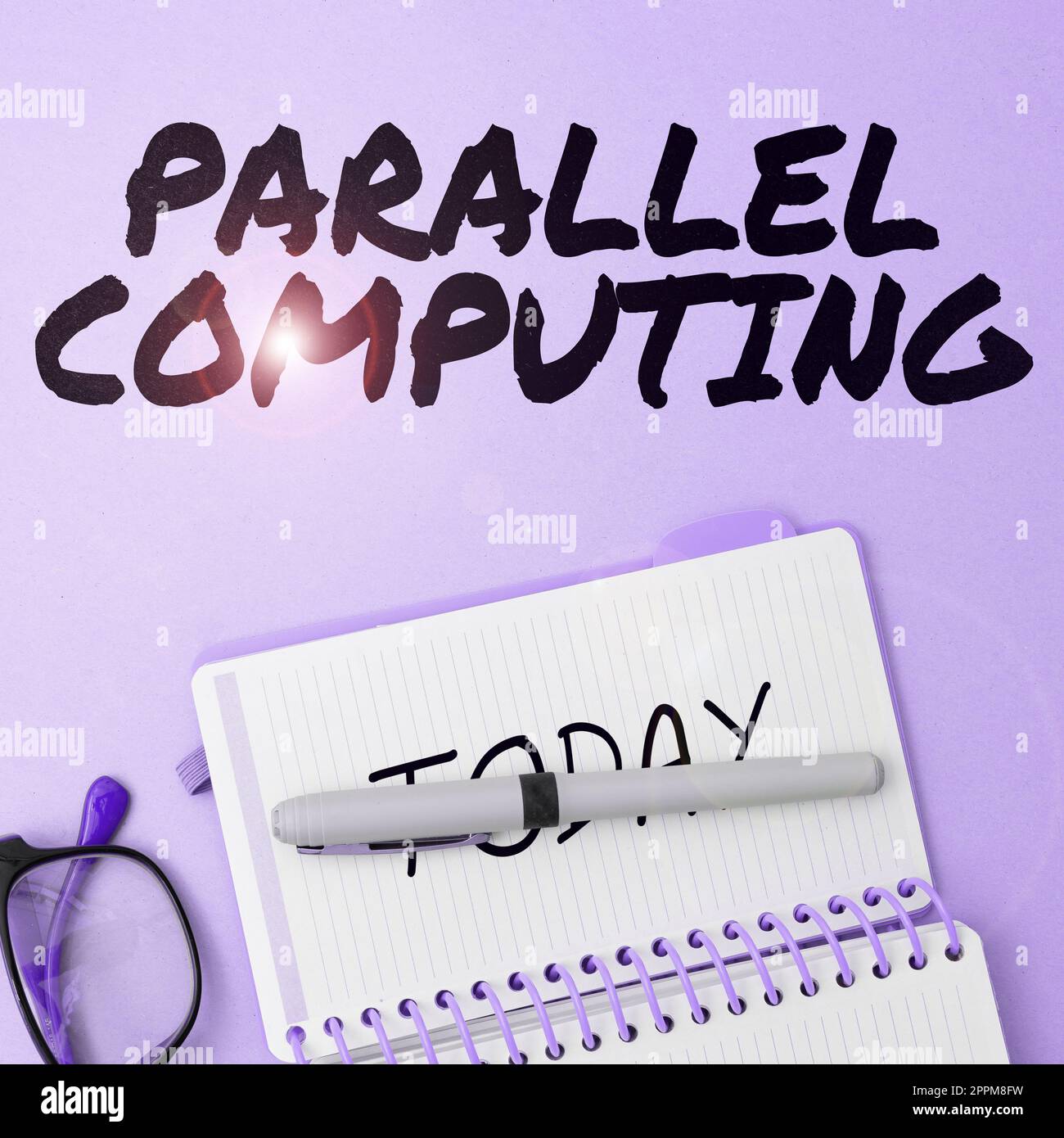 Inspiration mit Signage Parallel Computing. Unternehmen präsentieren Simultanberechnungen mithilfe von Software und Hardware Stockfoto