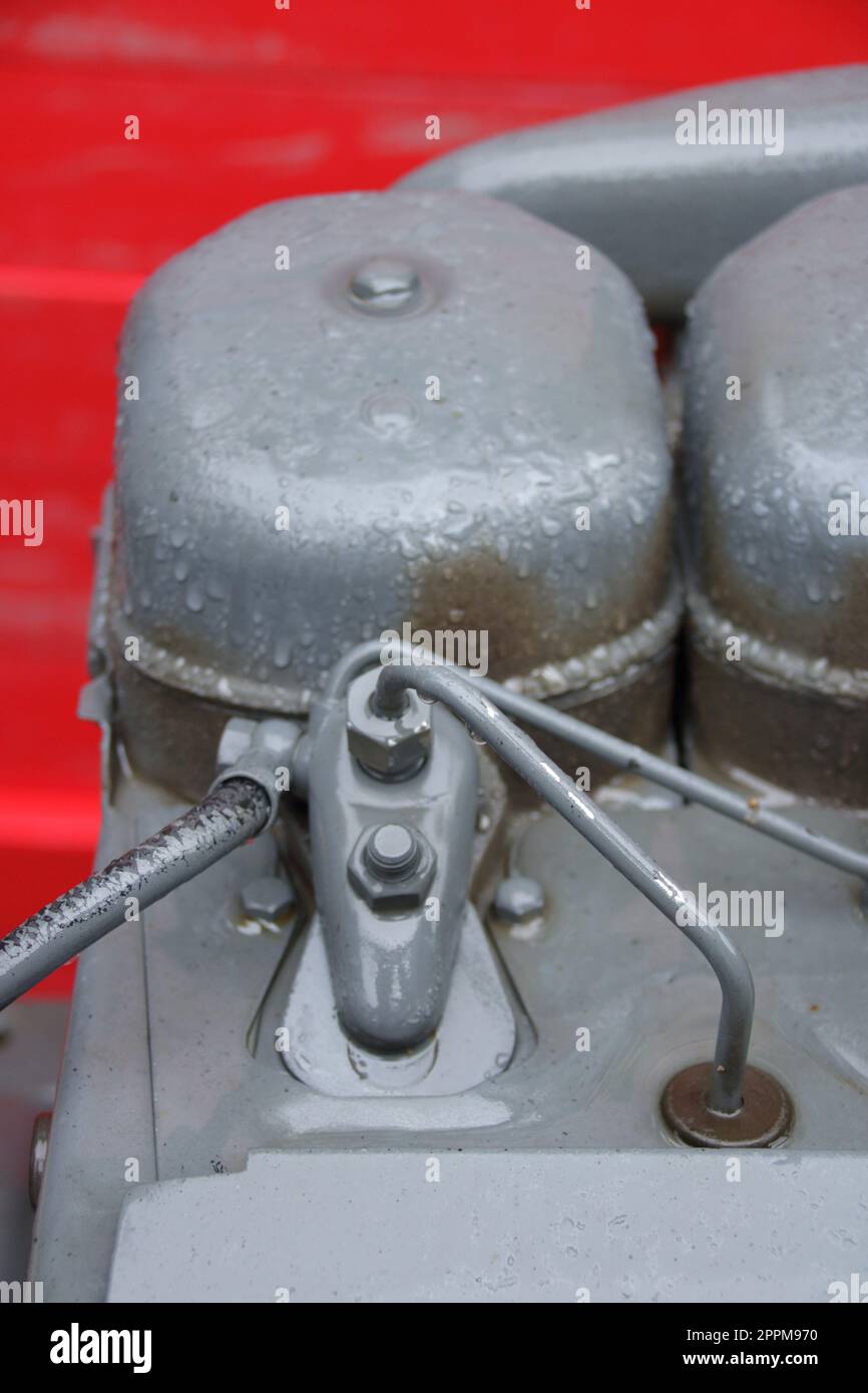 Ansicht eines Zylinderkopfs von einem Dieselmotor Stockfoto