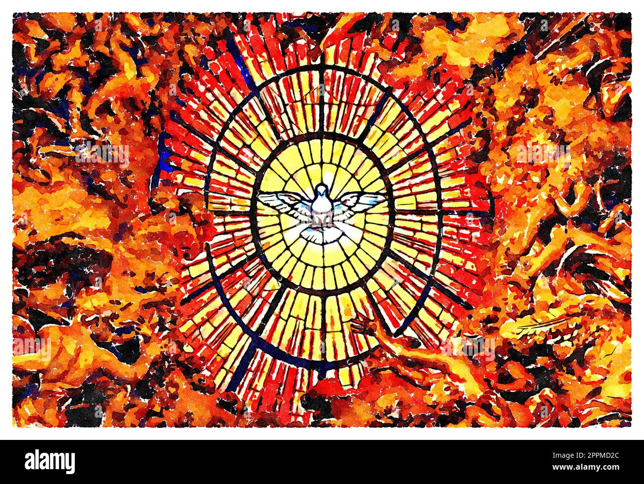 Heiliger Geist Symbol des Friedens, der Liebe und der Hoffnung. Konzept für Christentum, gott, Himmel. Stockfoto