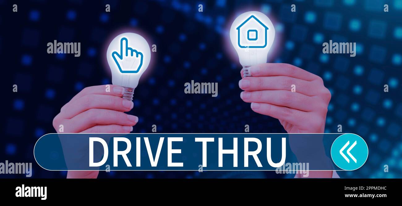 Konzeptionelle Darstellung Drive-Thru. Business-Showcase-Ort, wo Sie die Art von Service erhalten können, indem Sie ihn durchfahren Stockfoto