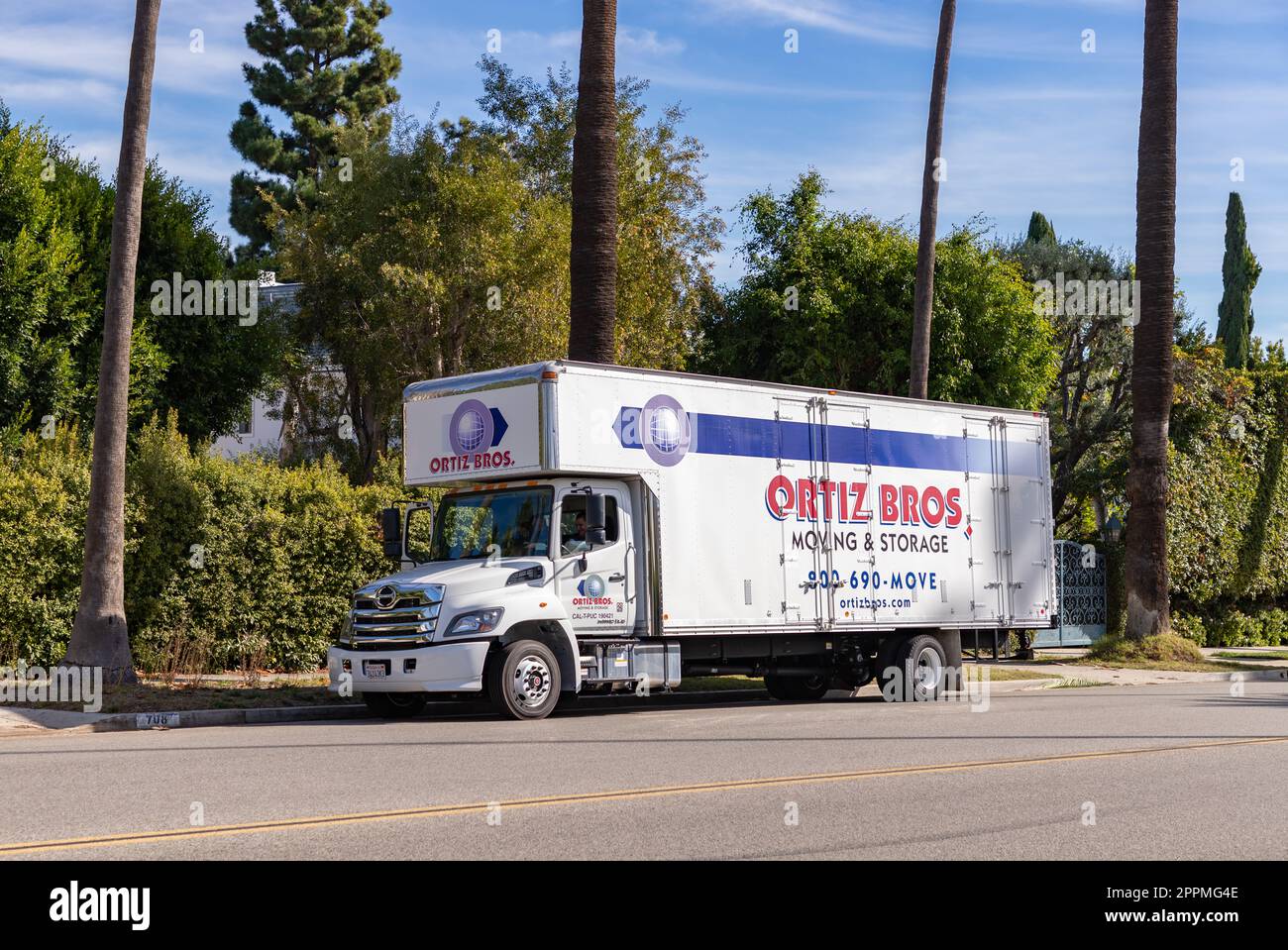 Umzugswagen in Beverly Hills Stockfoto