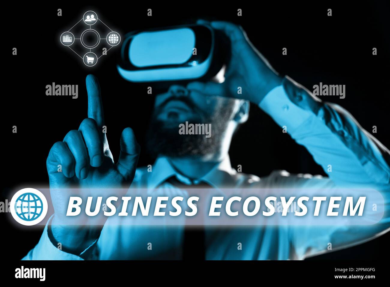 Handschriftlicher Text Business Ecosystem. Geschäftsübersicht Entwicklung und Implementierung von Wachstumschancen für das Unternehmen Stockfoto