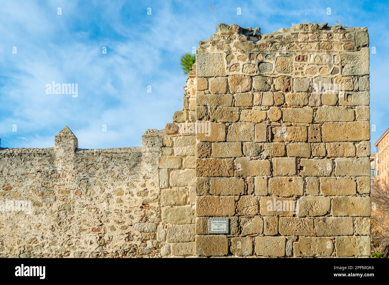 Alte Mauer, Steinbefestigung in der Stadt Talavera de la Reina, Castilla La Mancha, Spanien Stockfoto
