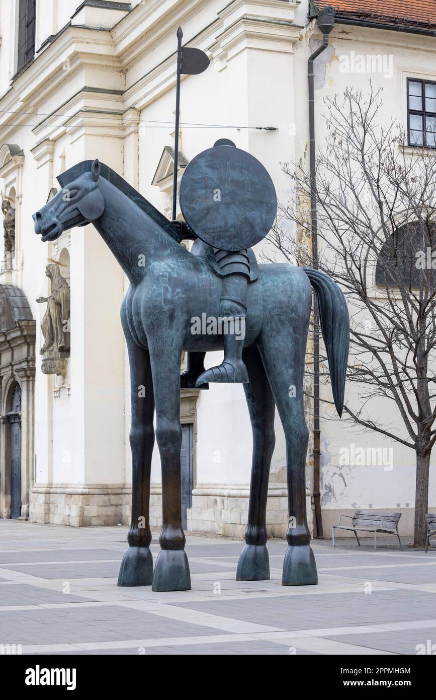 Reiterstatue von Margrave Jobst von Luxemburg auf dem Mährischen Platz, Brünn, Tschechische Republik Stockfoto